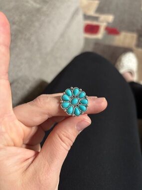 Turquoise Floral Cluster Ring - Women's Blue Stone Jewelry